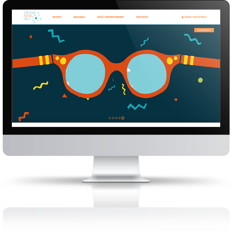 mockup dello sviluppo della homepage del sito web responsivo della startup crowdfundme