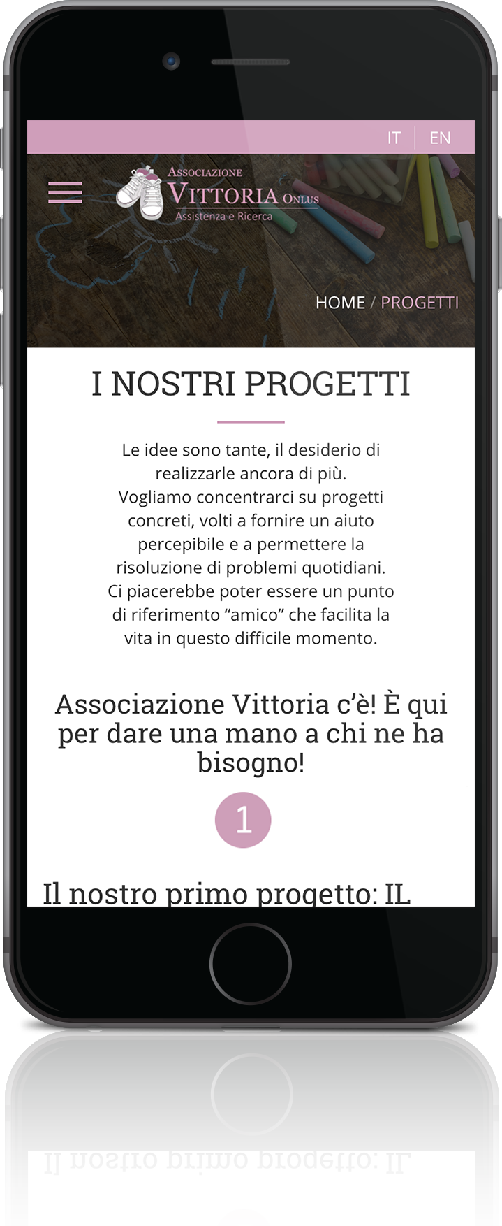 mockup mobile sviluppo sito web responsivo associazione vittoria progetti