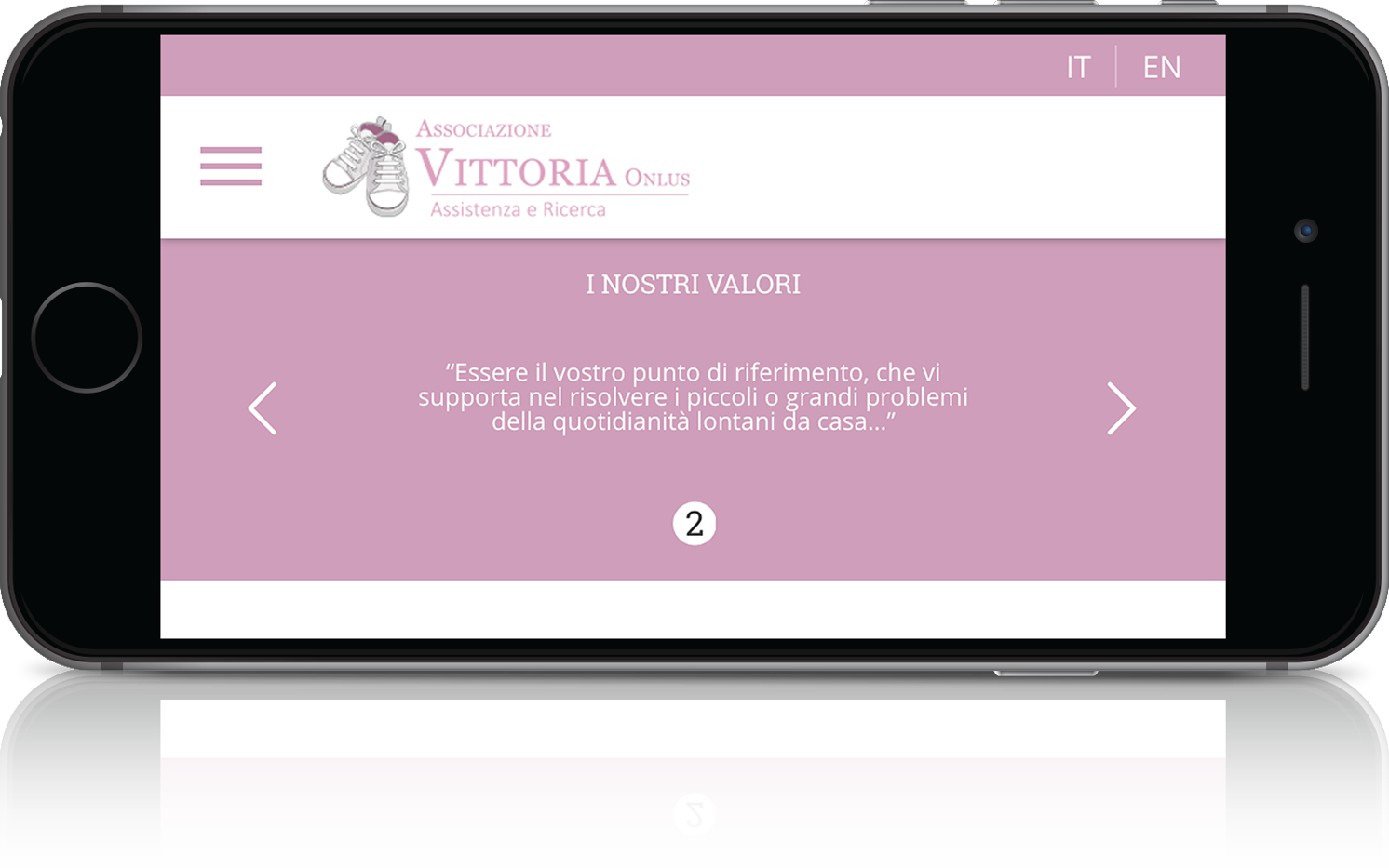 mockup mobile sviluppo sito web responsivo associazione vittoria valori
