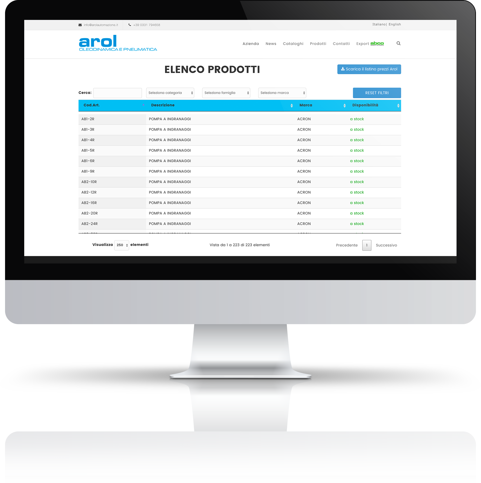 mockup desktop sviluppo sito web responsivo arol automazione