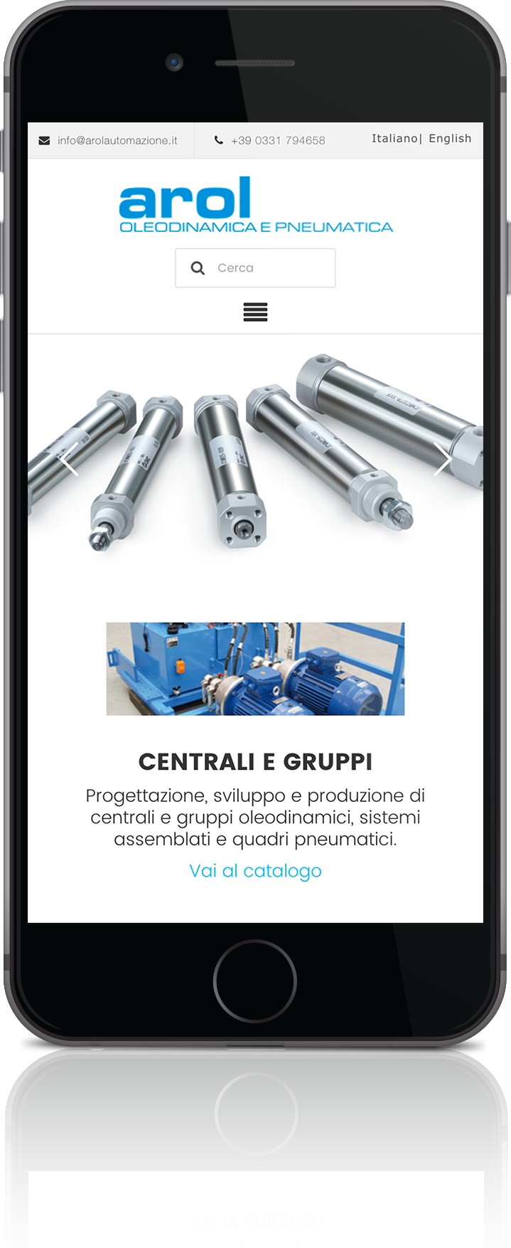 mockup mobile sviluppo sito web responsivo arol automazione progetti