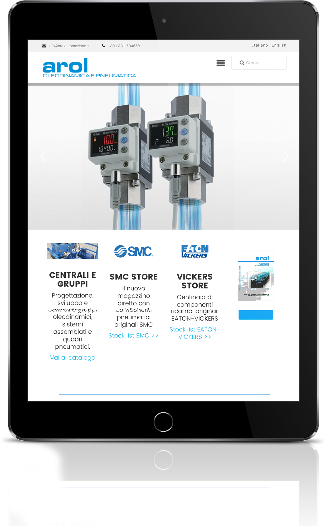 mockup tablet sviluppo sito web responsivo arol automazione progetti